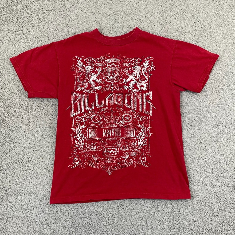 VTG Billabong Shirt Men M Red Skate Y2K Cyber Urban Short Sleeve Tee